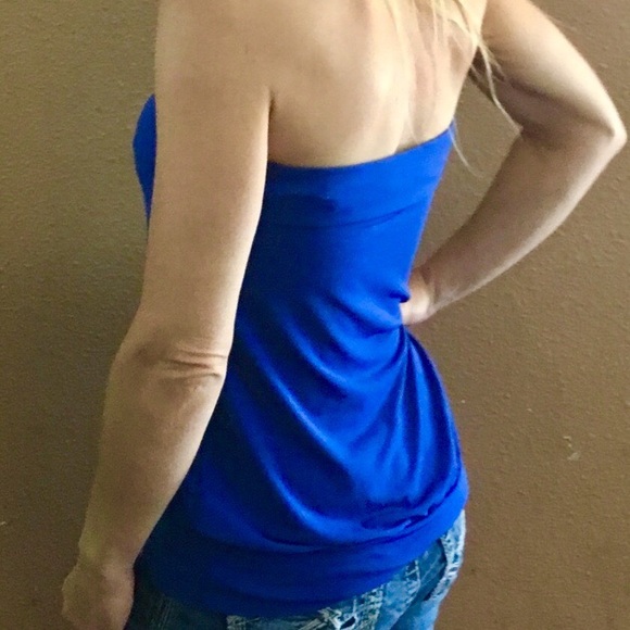 EXPRESS Reversible Blue Halter Strapless Tube Tank Top Juniors Size Small - Picture 5 of 11